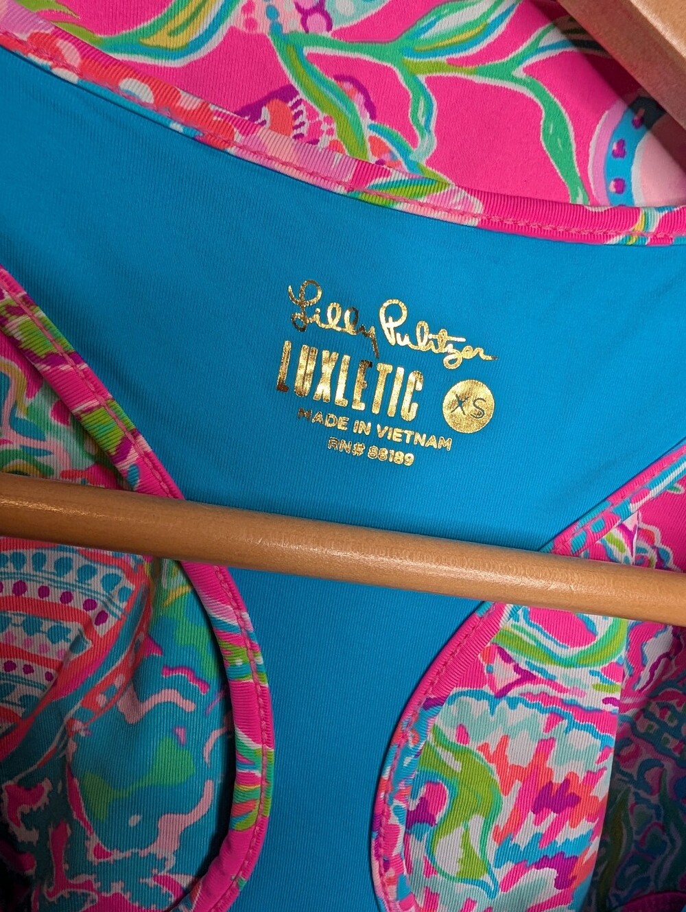 Lilly Pulitzer Luxletic XS Set Pink Coral Print Racerback Tank + Skort EUC - Picture 2 of 6